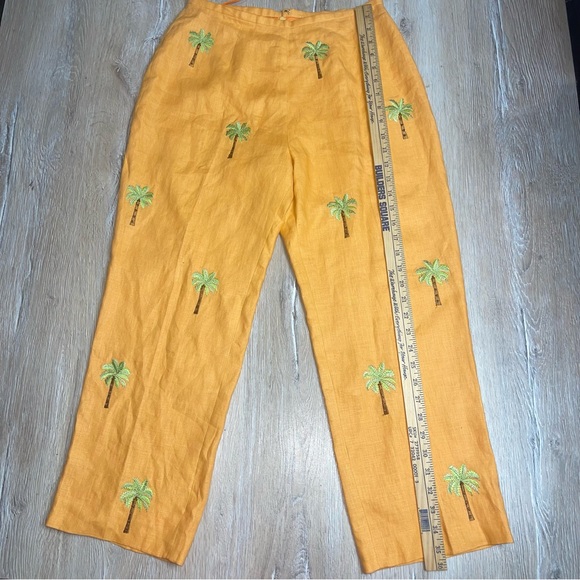 Vintage JADE Melody Tam Women’s Orange Linen Pants Embroidered Palm Tree Size 8 - Picture 7 of 13